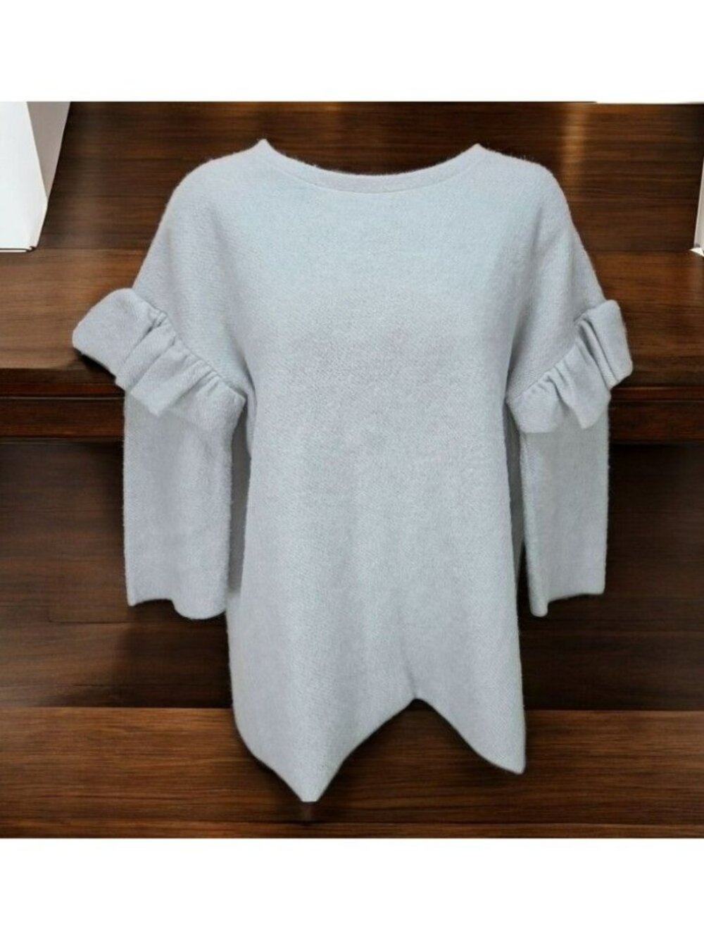 Zara Trafaluc Womens Ruffle-Sleeve Knit Sweater Small
